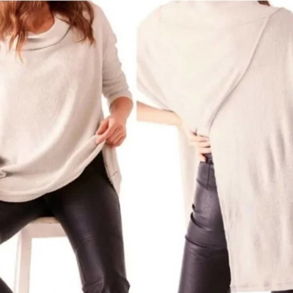 NWT Free People Juicy Long Sleeve Waffle Knit Thermal Shirt Color Stone Cold - Picture 6 of 10